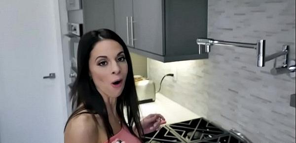  Playful MILF Eva Long is making breakfast but her naughty stepson keep on annoying him so she gave him a sloppy blowjob for breakfast.